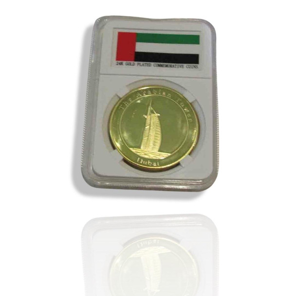Luxury Gold Plated Dubai Souvenir Coin , Burj al Arab coin Premium Design Showcase