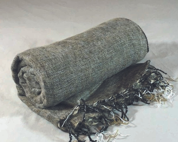 Luxury Nepalese Hand-Loomed Yak Wool Shawl – Smoke Screen Gray & Black | Soft Warm Winter Wrap for Men & Women Premium Design Showcase