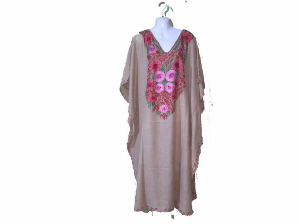 Luxury Women's Floral Embroidered Long Cotton Kaftan Maxi Dress Free size Premium Design Showcase