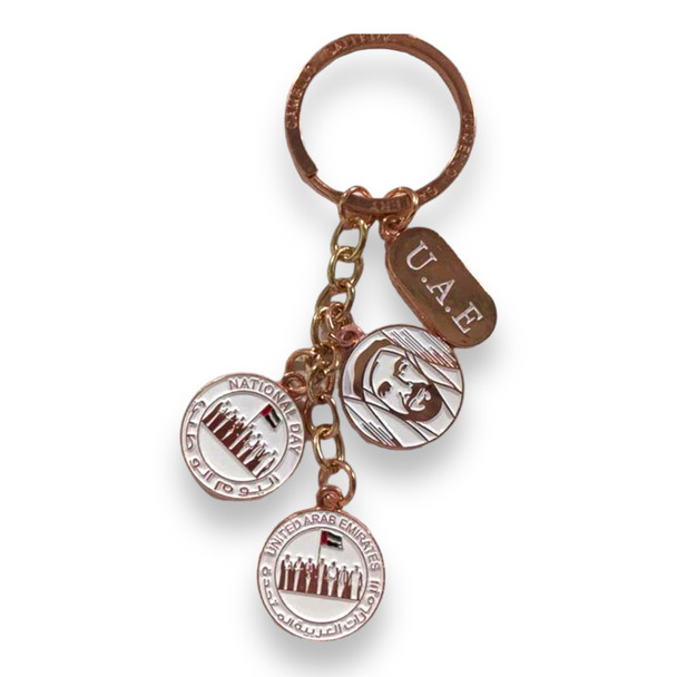 A professional product presentation of the authentic UAE heritage keychain gift from a premier art, gift, and home decor supplier.