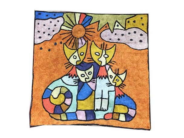 Exclusive Artisan Stunning kitty embroidered Fine Craftsmanship Detail