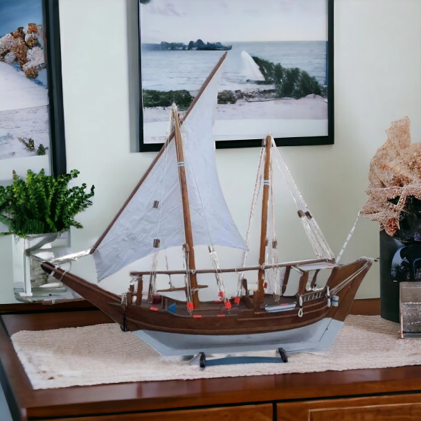A 24-inch wooden maritime heritage sculpture, perfectly proportioned to anchor grand executive or residential spaces.
