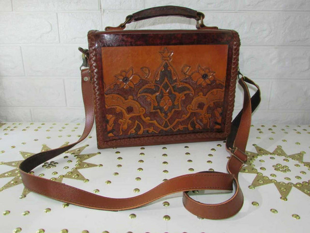 Exclusive Charming chic !engraved on leather , Beautiful handmade leather ladies hand bag Fine Craftsmanship Detail