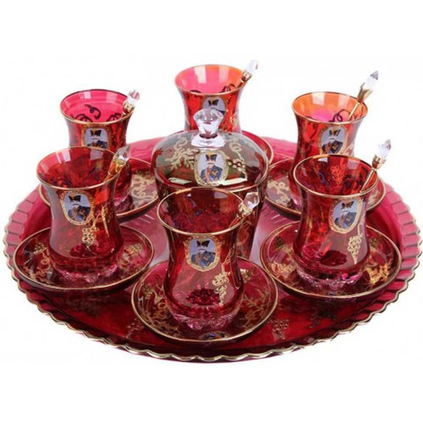 Part of the Craftihouse royal collection, this hand-painted tea set is a masterpiece of nostalgic Persian glass artistry.