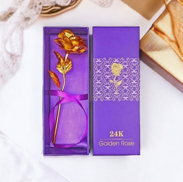 Luxury 24k Golden color  Rose Flower , golden Rose with Gift Box Premium Design Showcase