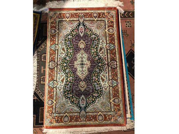 Super Fine Qomsilk Handmade Rug 60x90 Cm | Premium Islamic Prayer Mat | Traditional Janamaz Decor - Luxury Handcrafted Art Craftihouse Dubai