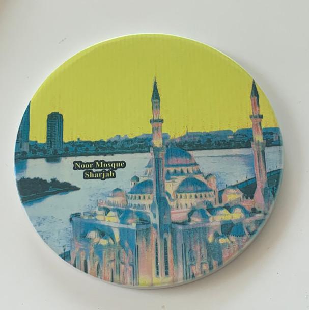 Sharjah Noor Mosque printed ceramic souvenir plate 15cm UAE gift