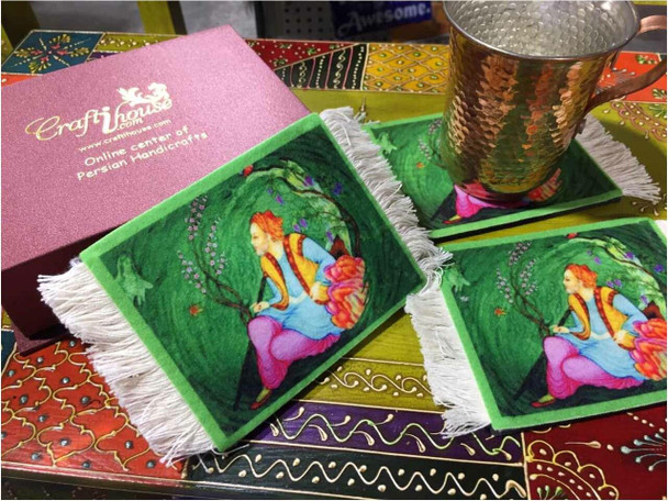 Green Pattern 6pcs Rug | Luxury Heritage Gift & Cultural Souvenir - Luxury Handcrafted Art Craftihouse Dubai