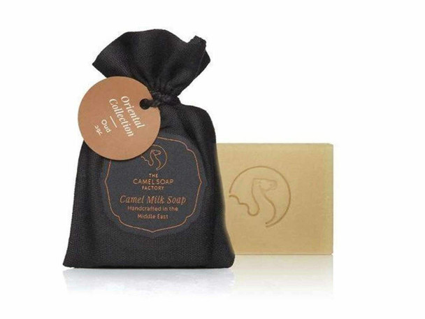 Luxury Oriental Oud camel milk soap bar with gold-accented Heritage of The Souq packaging