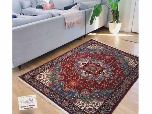 Stunning Boho Style Handmade Kilim Machine Made 150x100cm Red Pattern Kilim | Sophisticated Middle Eastern Art & Home Anchor - Luxury Handcrafted Art Craftihouse Dubai