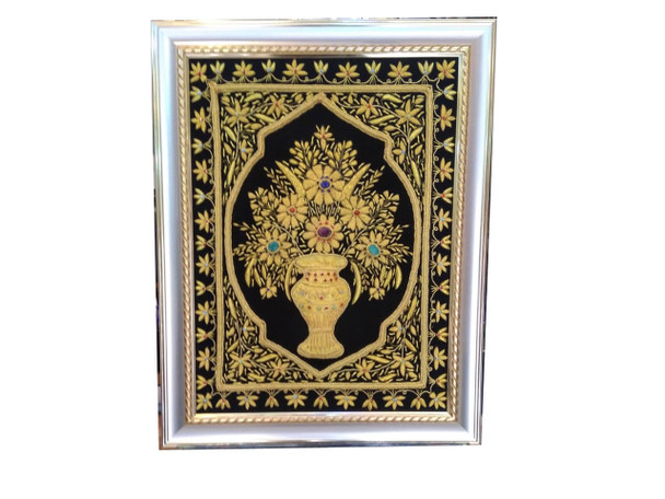 Luxury Framed handmade jewel carpet 1.5x2 feet , stunning handmade carpet , wall hanging Premium Design Showcase