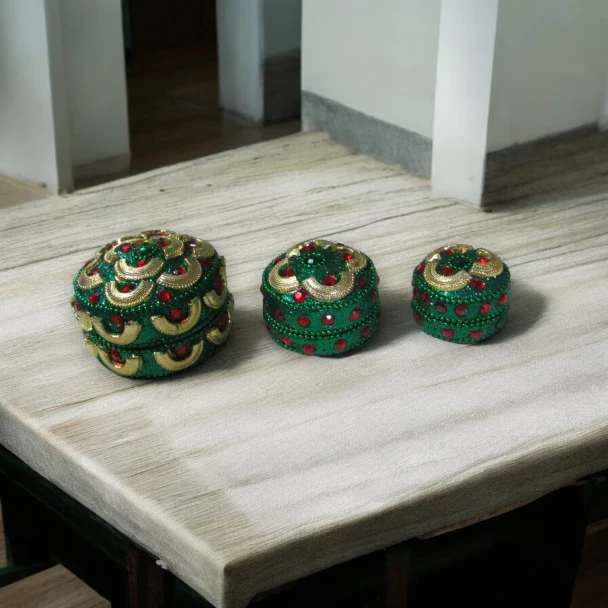 Round Jewelry Boxes Set Of | Luxury Heritage Gift & Cultural Souvenir - Luxury Handcrafted Art Craftihouse Dubai