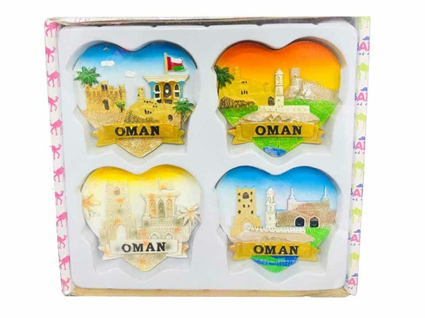 High-quality 4-piece set of Omani collectible magnets, designed for elegant home display.