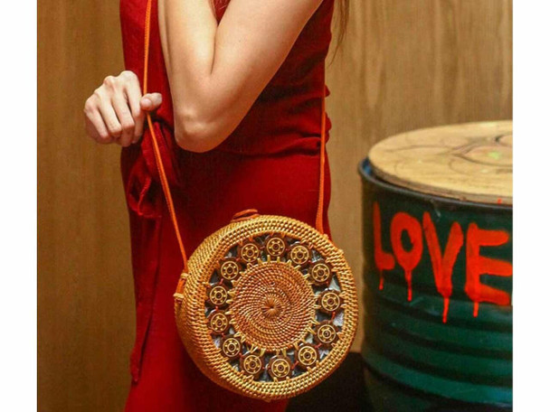 Luxury Coconut Shell Round Rattan Bag Premium Design Showcase