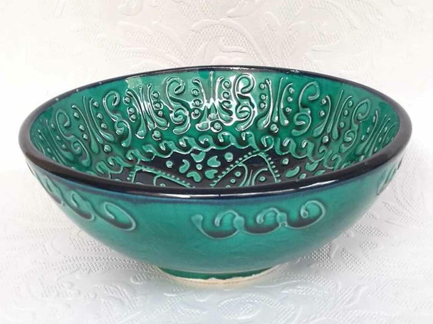 Handcrafted Turkish bowl Turkish ceramic bowl-relief art Kutahya tile- c... - Luxury Handcrafted Art Craftihouse Dubai