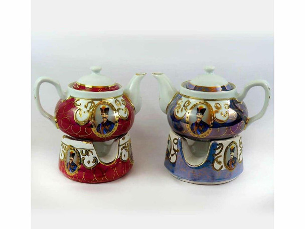 A high-quality ceramic tea pot and matching warmer stand, ideal as a luxury gift for special occasions and tea ceremonies.