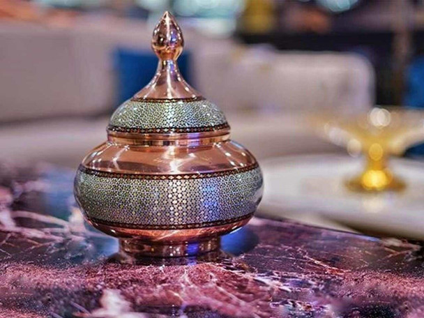 Handcrafted Sunning Khatam Copper Candy Lifestyle Visual