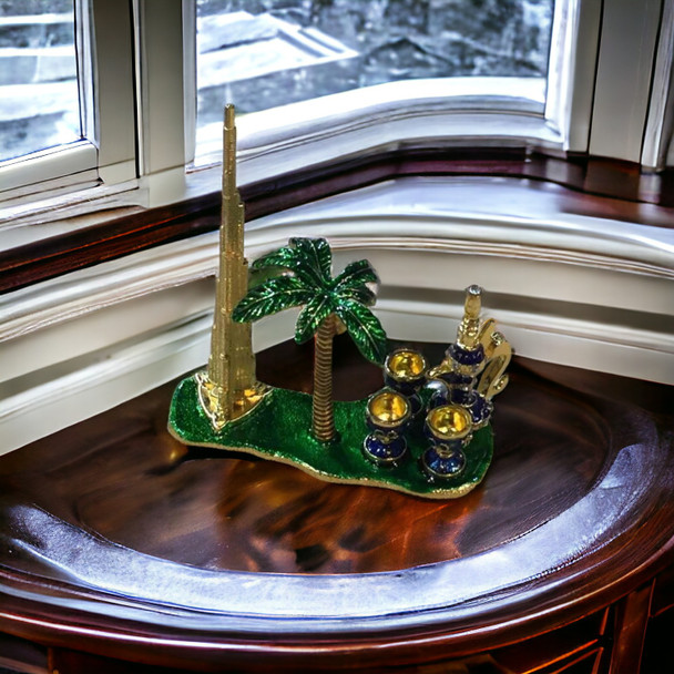 Artisan Miniature Golden Color Burj Khalifa High-Resolution Product Shot