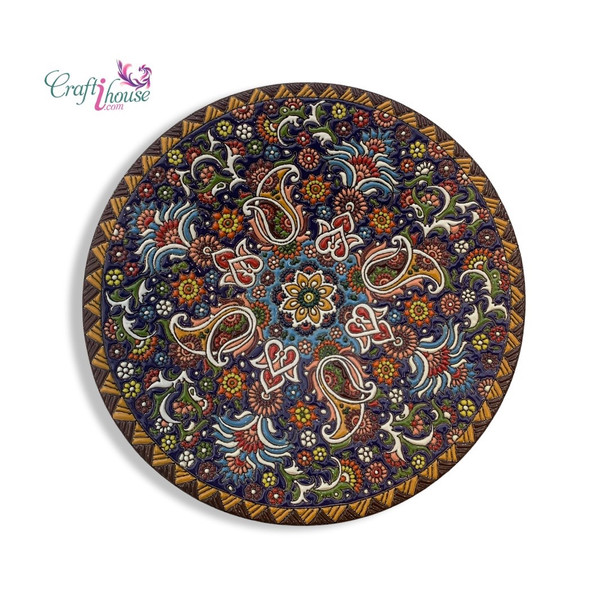 Textured plate wall hanging plate 30 cm , handmade food serving plate , enamel painted dish