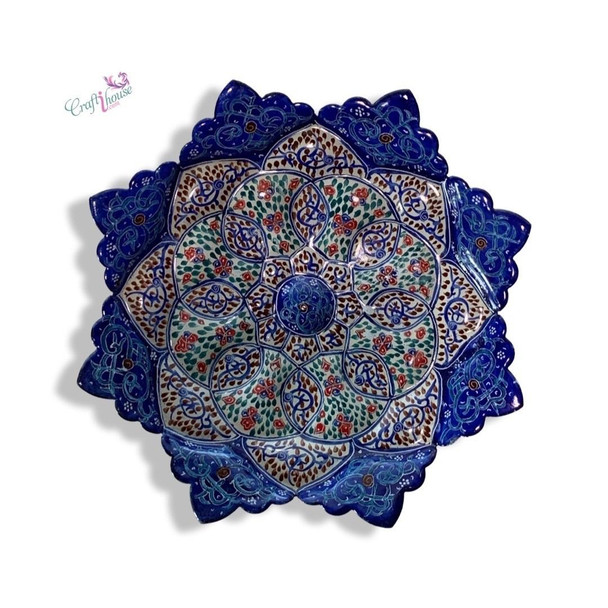 An exclusive Craftihouse unique gift and decorative wall plate showcasing authentic Persian floral enameled copper craftsmanship.