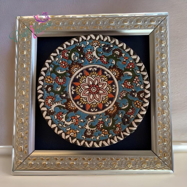 Ceramic Plate . Pottery Handicrafts | Hand-painted Enameled Clay Plate | Traditional Wall Decor - Luxury Handcrafted Art Craftihouse Dubai