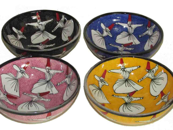 A high-quality, 16 cm ceramic serving bowl with assorted traditional Sama dance patterns, perfect for modern and classic tables.