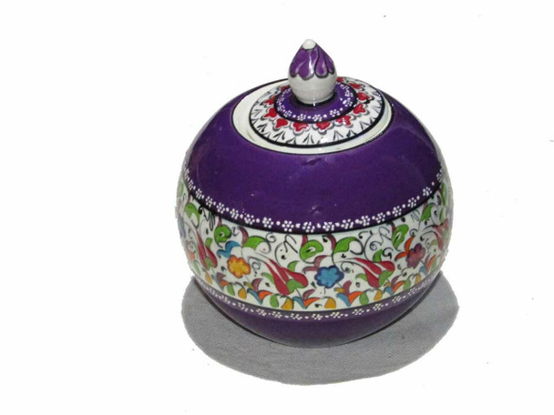 Marmara Çini hand-painted ceramic jar with lid Turkish floral vase Turquart Series