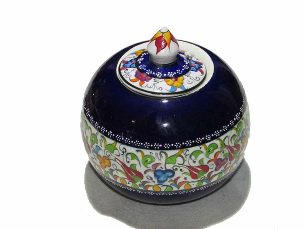 Exclusive Marmara Çini Ceramic Jar with Lid Fine Craftsmanship Detail