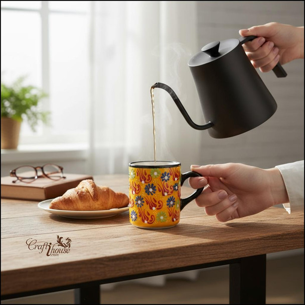 Orange Color Turkish Mugs Luxury Ceramic Mug | Premium Handcrafted Gift - Luxury Handcrafted Art Craftihouse Dubai