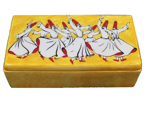 Luxury Ceramic jewelry box , Rumi Dance candy bow with lid , Turkish Handicrafts , ceramic gift box Premium Design Showcase