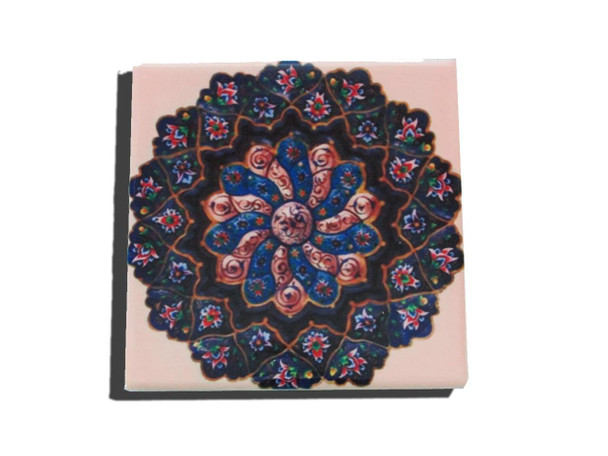 A premium Craftihouse square printed ceramic coaster, serving as a beautiful and functional, heritage-inspired table accessory.