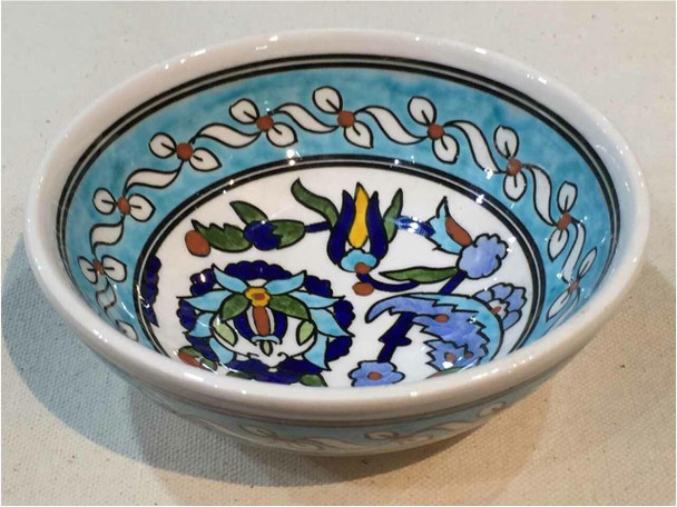 Luxury Handcrafted handmade Iznik Blue pattern 12cm Turkish Ceramic Bowl Premium Design Showcase
