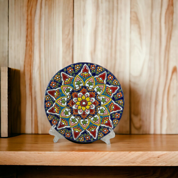 Andalusian style handcrafted earthenware decorative plate 15cm wall hanging home decor