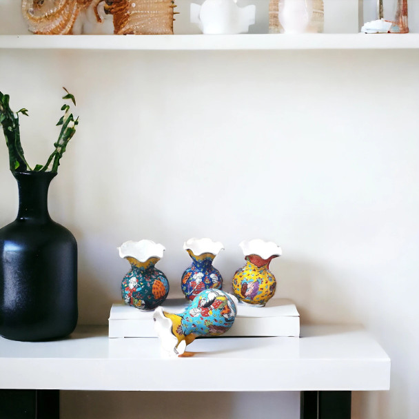 Luxury Turkish Traditional Miniature Painted Ceramic Vase Premium Design Showcase