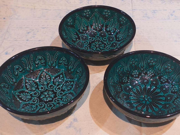 Luxury Exclusive Set of 3 Handmade Turkish Serving Bowls 15cm Premium Design Showcase