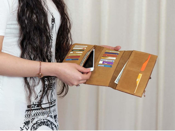 Handcrafted Handmade Camel Leather , SAFE Unisex Wallet  , Birthday gift Lifestyle Visual