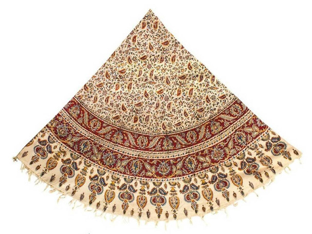 An exclusive Craftihouse authentic round cotton tablecloth showcasing classic artisan textile design for dining room decor.