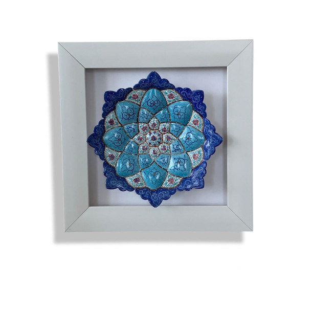 Luxury Copper Blue Wall Plate , Minakari Decorative Plate , Wall Hanging Crafts , Art Plate Meenakari gift Premium Design Showcase