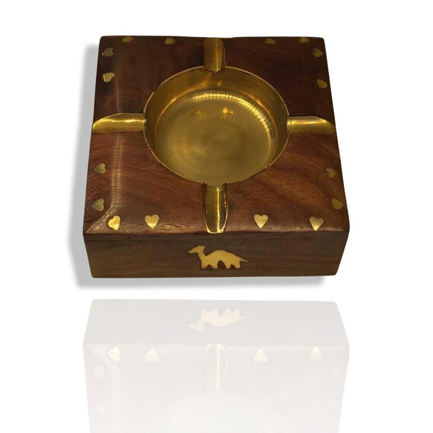 Brass Inlaid Wooden Ashtray | Boutique Dromedary Desktop Decor | Unique Souvenir - Luxury Handcrafted Art Craftihouse Dubai