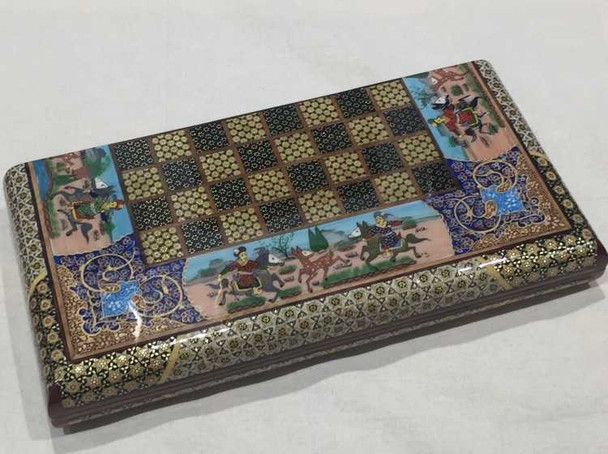 Hand painted Khatamkari backgammon set , chess set