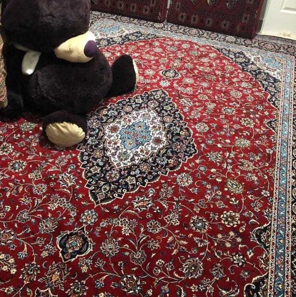 Luxury Red Pattern Handmade Carpet 200x300 Cm Machine Made Premium Design Showcase