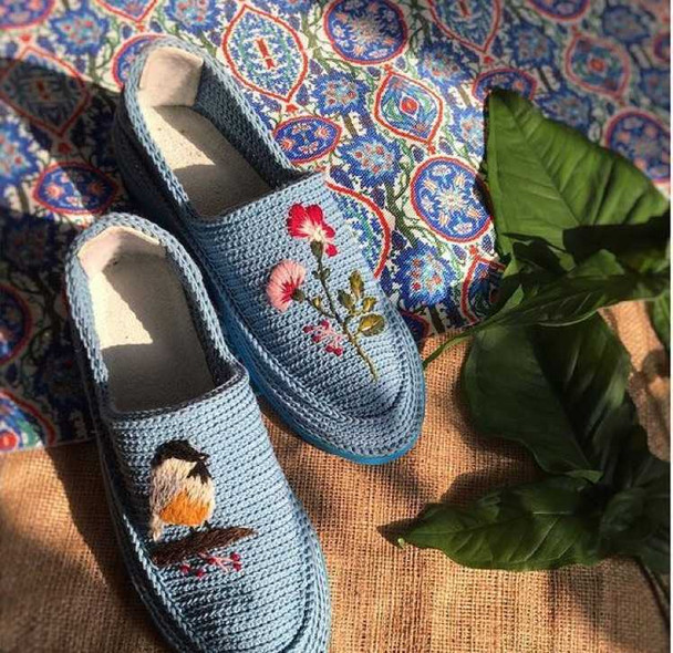 Luxury Light blue color handmade cotton shoes Premium Design Showcase
