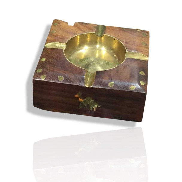 Luxury Artisan Wooden brass Ashtray 10x10 Premium Design Showcase