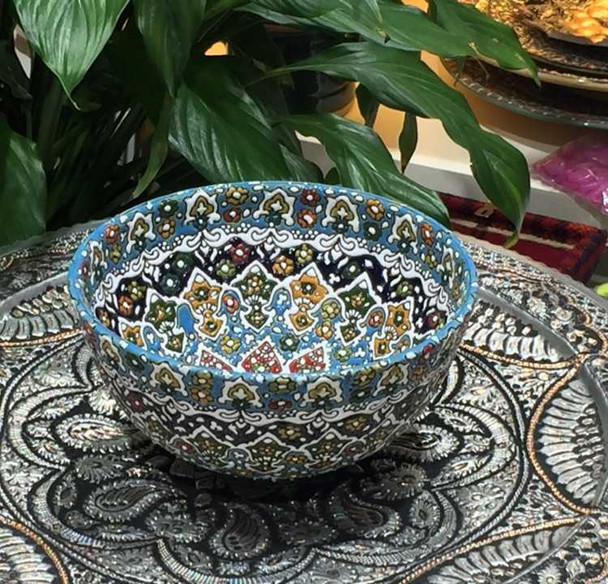 Handcrafted Amazing hand painted earthenware bowl 20 cm – Luxury Decor - Luxury Handcrafted Art Craftihouse Dubai