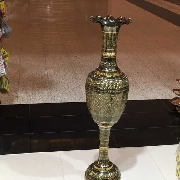 Handcrafted Artisan Engraved brass flower vase Lifestyle Visual