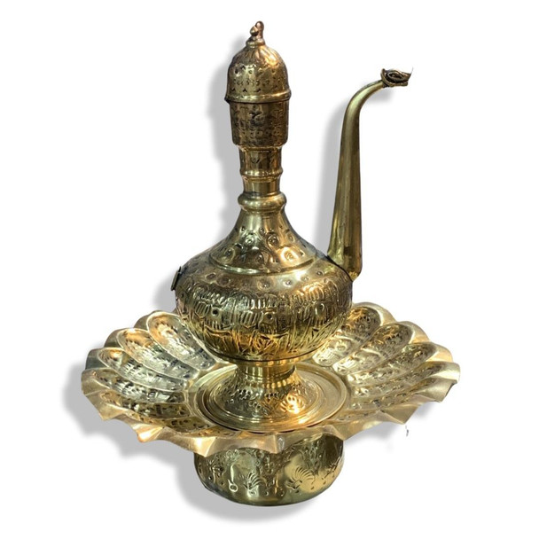 Handcrafted Uae Hammered Brass Pitcher Premium Lifestyle Visual