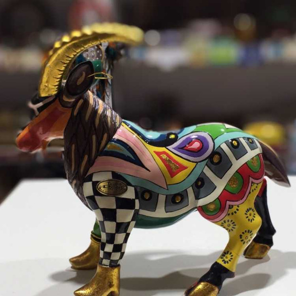 Exclusive Hand painted ceramic goat , handmade pottery Fine Craftsmanship Detail