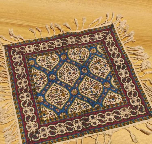 Craftihouse collection cotton table mat, featuring unique block-printed designs in a convenient 30x30 cm size.