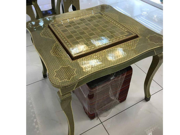 Luxury Stunning khatamkari inlaid Square chess table , backgammon table set Premium Design Showcase