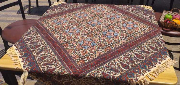 Ghalamkari Table Sheet 100x100 | Luxury Heritage Gift & Cultural Souvenir - Luxury Handcrafted Art Craftihouse Dubai